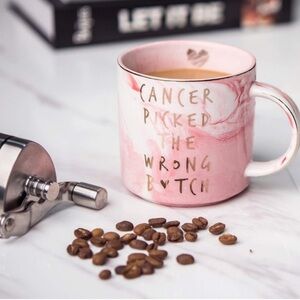Hendson Breast Cancer Survivor Gifts Women Pink Marble Mug, Ceramic Coffee Cup